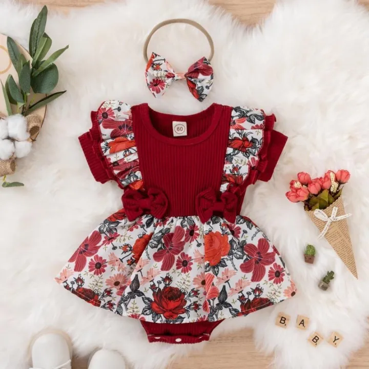Summer%20Baby%20Girl%20Dress%20With%20Bowknot%20Striped%20Jumpsuit%20Cotton%20Dress%20For%20Newborn%20Floral%20Clothes%20Baby%20Crawling%20Clothes%20-%20Image%202