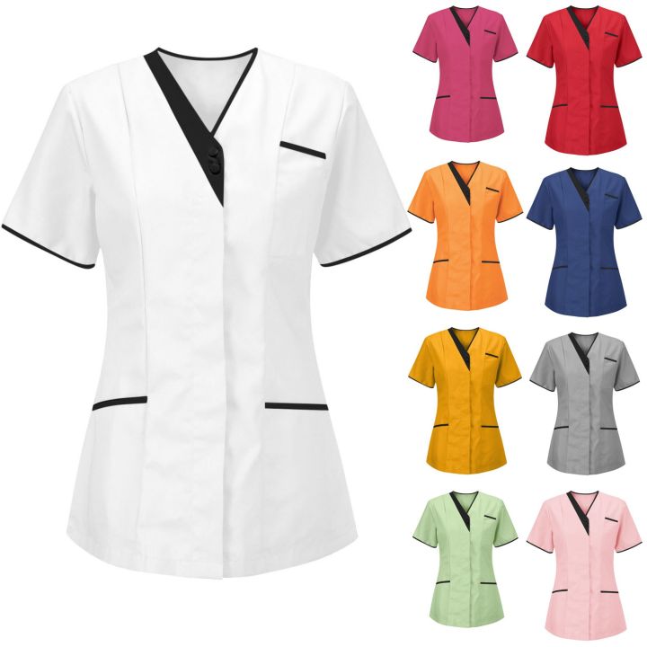 Women's%20Fashion%20Solid%20Colour%20V-Neck%20Short%20Sleeve%20Overalls%20With%20Pockets%20Basic%20Summer%20Lightweight%20Comfoy%20Tops%20-%20Image%206