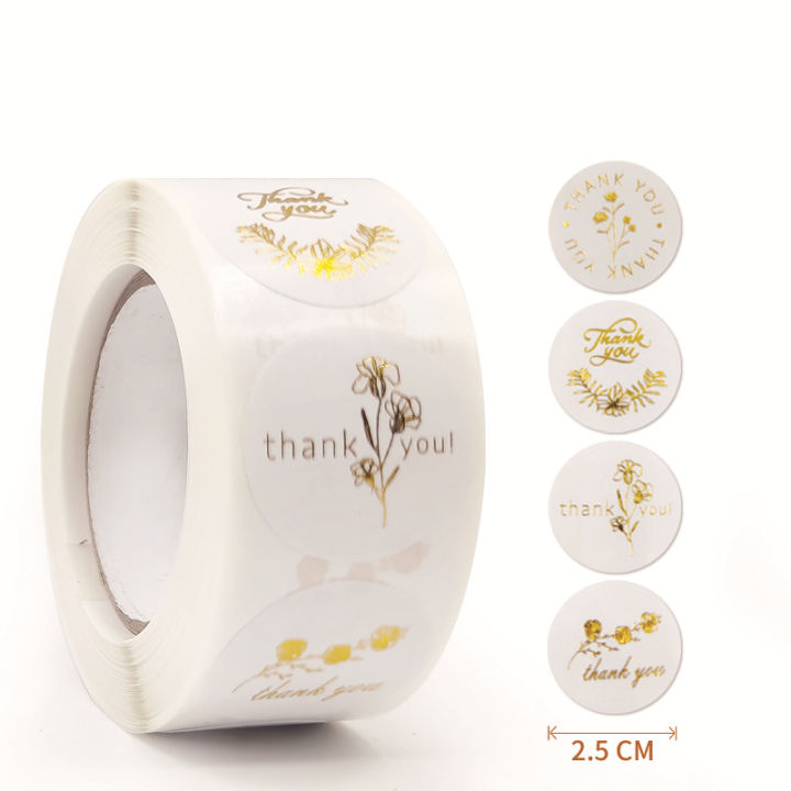 100-500Pcs Gold Foil Thank You Stickers for Gift Card Box Package Party ...