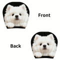 2pcs Cute Pomeranian Print Car Headrest Covers | Easy-to-Install and Wash,.