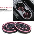 2Pcs 7cm/2.75inch Car Center Console Anti Slip Pad Easy Clean Dustproof Coaster Pvc Double Circle Honeycomb Pattern Car Interior. 