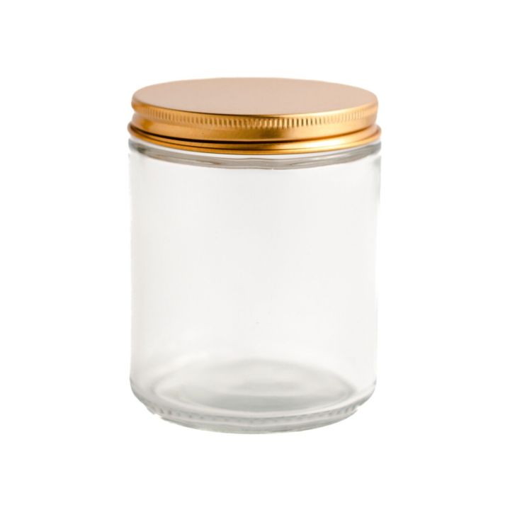 250ml Clear Candle Making Glass Jars, Golden Lid, Set of 2