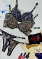 Leopard Victoria Secret Front Open Bra Panty Set. 