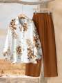 Trendy Floral Print Co-Ord Set For Women - Casual Top and Bottom 2 Piece Dress. 