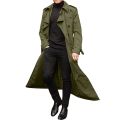 Men'S Windbreaker Spring Autumn Long-Slevee Extra Long Trench Coat Classic Trend Double Breasted Solid Color Temperament Trench.