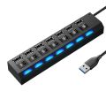 7 Port Usb Splitter Laptop Desktop Computer Expander Multifunctional Hub Hub Independent Switch One Drag Seven.