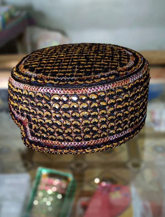 Handmade%20Cultural%20Sindhi%20Topi%20made%20with%20Commando%20CTC,%20Golden%20Muka,%20Multicoloured%20Pasham%20&%20Mirror%20-%20Image%203
