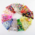100PCS Moon Stars Drawstring Organza Bags Jewelry  Bags Pouches Gold Star Organza Favor Pouches for Christmas Wedding. 