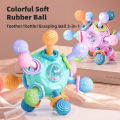 Baby Manhattan Grasping Ball - 3-in-1 Teether, Rattle, and Soft Rubber Grasping Toy for Early Education and Teething Relief.