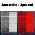 Truck Trailer Rectangle Plastic Reflector Reflective Tape Adhesive Auto Safety Night Warning Plate Stickers Car Accessories 8pcs. 