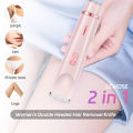 2 in 1 Dual-Head Painless Women Electric Razors Bikini Trimmer Wet Dry Use for Ladies Pubic Hair Detachable Head Electric Shaver.