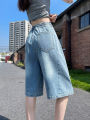 Summer Boyfriend Plus Size Jeans Shorts Woman Casual Loose Wide Leg Bermudas Baggy Denim Shorts Women Lace Up Half Short Pants. 