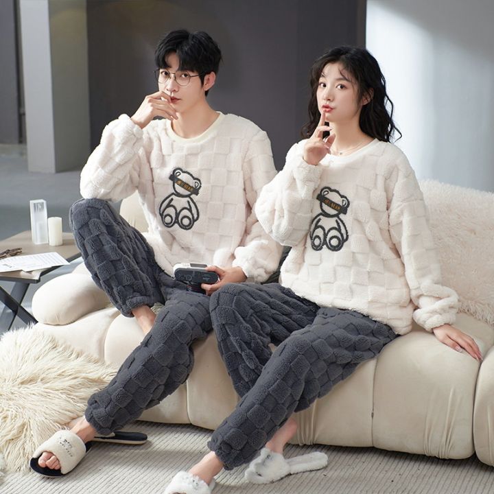 Thickened%20Warm%20Winter%20Couples%20Flannel%20Pajamas%20for%20Men%20and%20Women%20Cartoon%20Bear%20Sleepwear%20Loungewear%20Ladies%20Nightwear%20Homewear%20-%20Image%202