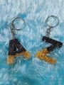 Customize resin alphabet keychain with gold/silver foil, handmade, 3D keyring, A to Z alphabet. 