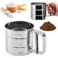 Flour Stainer Sifter Stainless Steel With Handle Hand Press Mesh Straining Cup For Baking Powder Sugar Filter Kitchen Tool (Capacity: 250g). 
