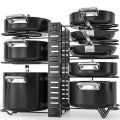 Pot Rack Organizer, 8 Tier Pots and Pans Organizer for Kitchen Organization & Storage, Adjustable Pot Lid Holders & Pan Rack. 