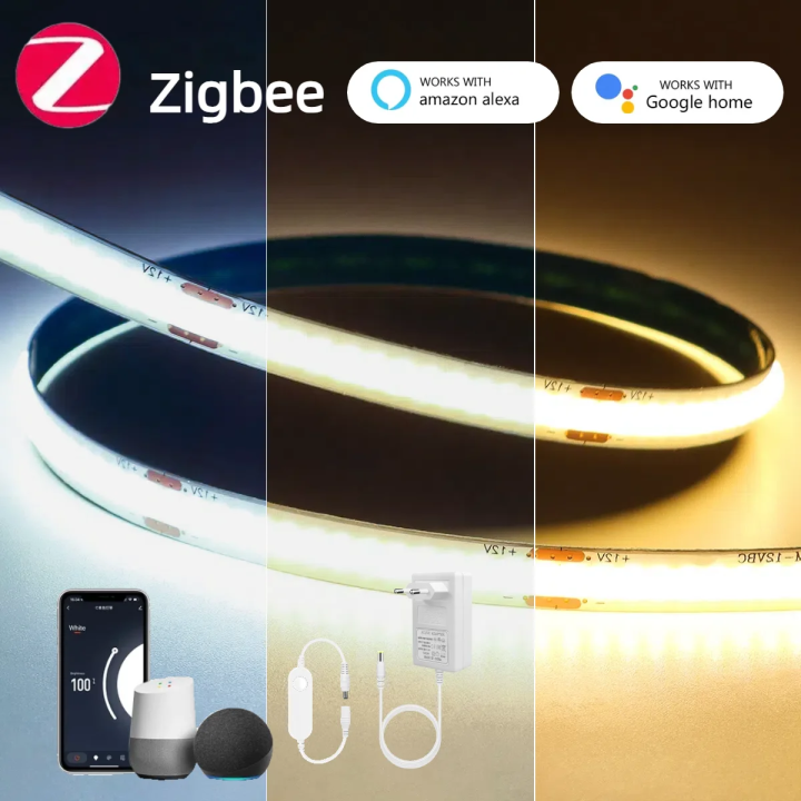 Zigbee Smart COB LED Strip Light APP/Voice Control Time Setting Work With Zigbee Hub Gateway Alexa  Assistant SmartLife lightify