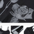 2026 Spring Summer New Women's Design Sense Stretch Mesh Rose Print Bodycon Cami Dress Korean-style Bodycon Maxi Dresses. 