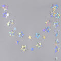 Gradient Silver Paper Star Garland for Kids Birthday Party Decoration Wedding Christmas Wall Hanging Banner Girl Boy Baby Shower. 