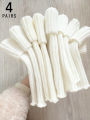 4 Pairs Ladies Solid Color Vertical Stripes Warm Over Knee Socks JK Fashion Autumn Winter Collection Simple Design.
