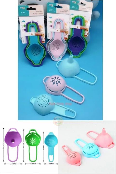 3 in 1 Funnel, Yolk Separater & Strainer Random Color