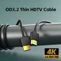 Ultra Thin HDTV Cable OD 3.2mm 4K@60hz Light-weight Portable 1FT Short Thin Flexible Thin HDMI 2.0 Coiled. 