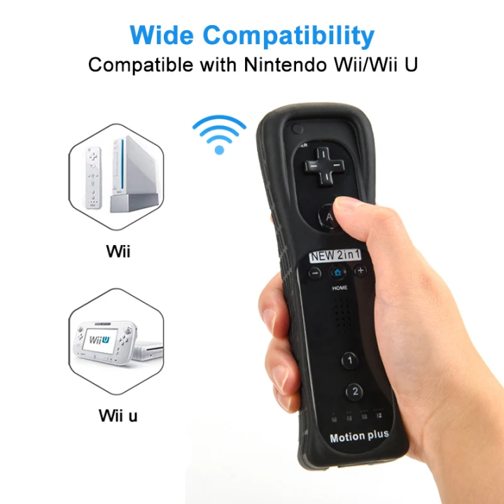 2%20in%201%20Wireless%20Bluetooth%20Remote%20Controller%20For%20Wii%20Wii%20U%20Controle%20Optional%20Motion%20Plus%20Gamepad%20Nunchuck%20Set%20With%20Silicone%20Case%20-%20Image%202