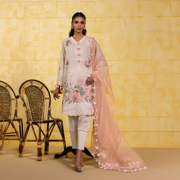 Sana Safinaz - Unstitched Fabric Muzlin'25 Vol-1 M251-009A-3CT- 3 PIECE Dress for women