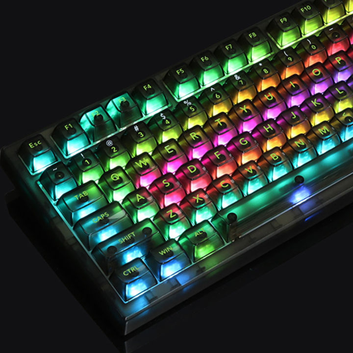 115 Keys OEM Profile Double Shot Clear Keycaps Full Transparent ...
