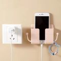 Wall Mount Phone Holder With Hooks; Storage Box For Mobile Phone Remote Control; Storage Box For Bedroom; Kitchen; Bathroom; Office. 