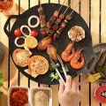 Non-Stick Iron Griddle Non-Stick Large Iron Griddle Skillet- Induction Compatible Portable BBQ Plate for Home & Outdoor Camping. 