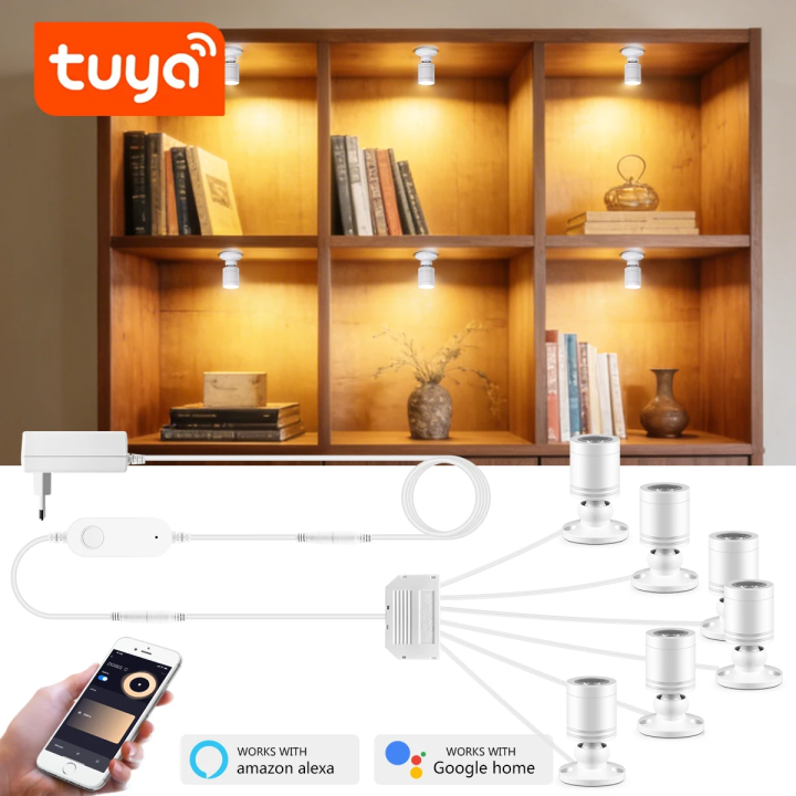 Smart TUYA Mini LED Spotlights 1-6PCS Group Lighting Support Alexa  Home APP Voice Control 45° Adjustable lightify