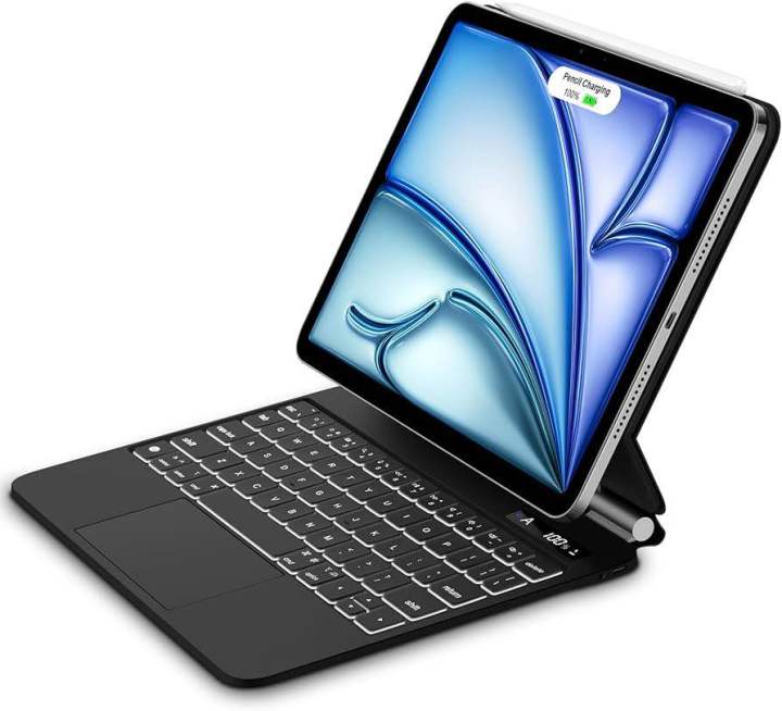 GOOJODOQ Magnetic Keyboard for iPad Air 11-inch (M2) 2024 & iPad Pro 11 inch (4th/3rd/2nd/1st) Gen 2022,iPad Air 5th/4th Gen 10.9",Click-Anywhere Trackpad with 7 Color Backlit Floating Keyboard-Black