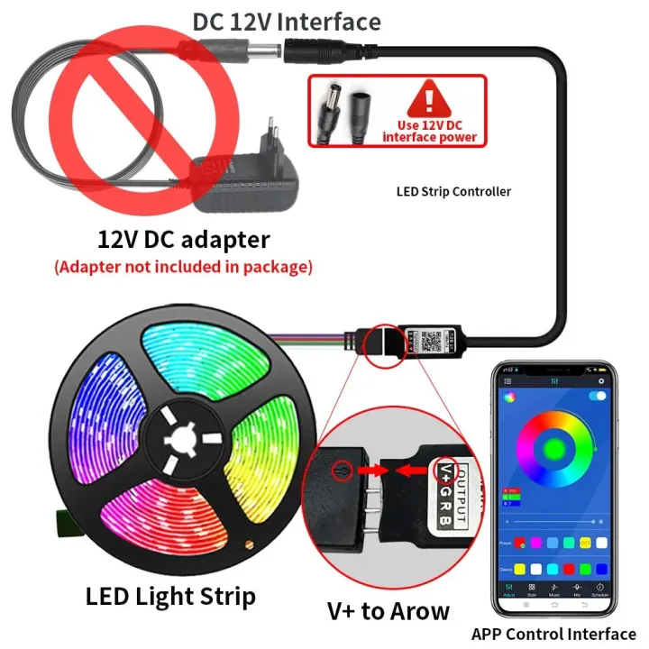 Tuya%20Smart%20Life%20LED%20Light%20Strip%20Bluetooth%20Control%20DC12V%205M%20SMD%205050%2054LEDs/M%20Flexible%20Rope%20Lamp%20For%20Desktop%20Screen%20TV%20BackLight%20-%20Image%202