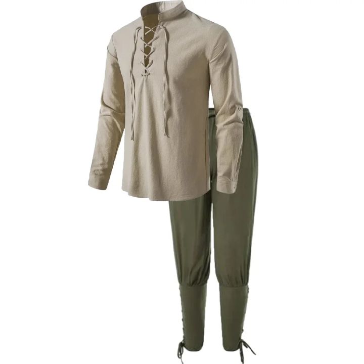 2Pcs%20Retro%20Vintage%20Medieval%20Renaissance%20Cosplay%20Costume%20Outfits%20Pirate%20Viking%20Halloween%20Casual%20Daily%20LARP%20Ren%20Faire%20Shirt%20Pants%20-%20Image%202