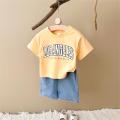 Summer New Baby Clothes Infant Letter Printing Top+Denim shorts Set Baby Boys Girls Casual Baby Set Newborn Baby Clothes 2Pcs. 