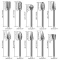 10pcs/set Rotary File Tungsten Carbide Woodworking Drilling Milling Cutter Rotary Burr Bit 1/8" Shank Die Grinder Drill Tools. 