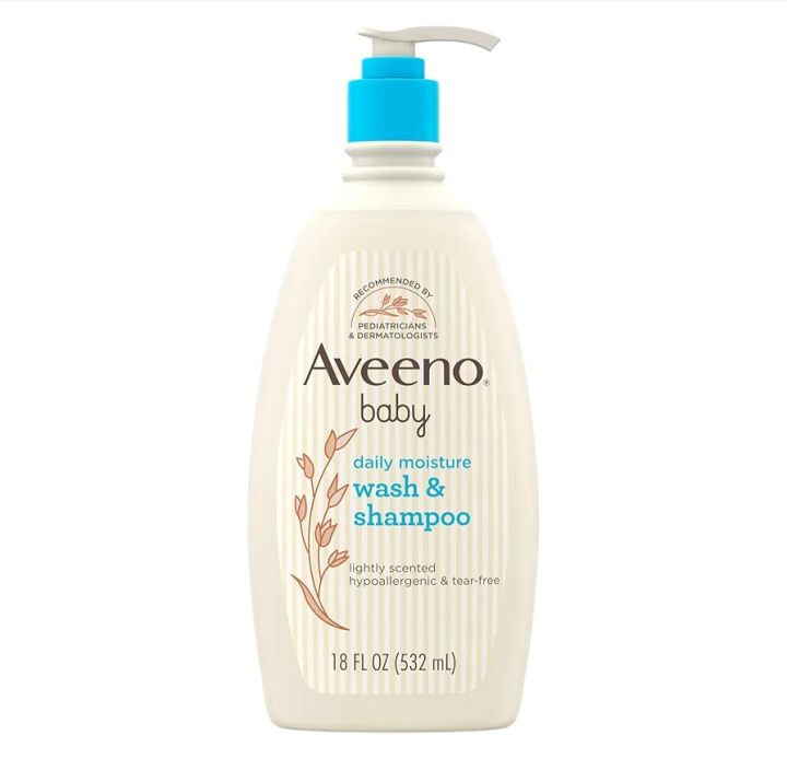 Aveeno Baby Daily Moisture Gentle Body Wash & Shampoo with Oat Extract, 2-in-1 Baby Bath Wash & Hair Shampoo 532ml