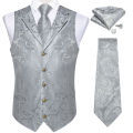 Men's Vest Tie Set Paisley Tuxedo Suit Waistcoat and Necktie Hankerchief Cufflinks for Wedding Party Groom Clothing. 