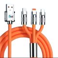 3 in 1 120W 6A Fast Charging Type C Cable Micro USB for i-Phone Charging Cable for S am-sung Hua-wei Phone Charger USB Cable. 