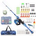 Kids Fishing Rod and Reel Combo Full Kit 1.2m/1.5m Telescopic Casting Rod Pole with Spincast Reel and Hooks Lures Swivels Carry. 