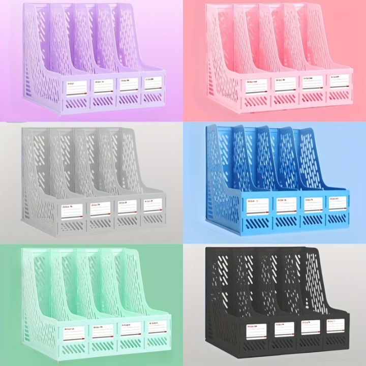 1 Pcs, Thickened File Rack, Frame, Quadruple Storage Seat, Simple Data Basket, Shelf, Storage Basket, Office Use, Student U