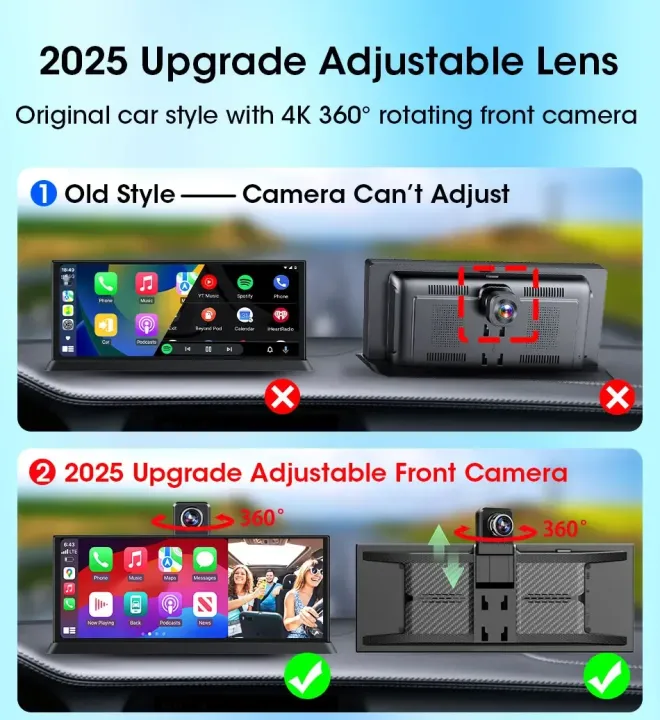 11.3%20inch%20Car%20Multimedia%20Player%204K%20360%C2%B0%20Rotating%20Camera%20Wireless%20Carplay%20Android%20Auto%20Dash%20Cam%20Video%20Recorder%20Dashboard%20Car%20DVR%20-%20Image%202