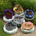 8PCS/Box Titanium Coated Natural Crystal Cluster Electroplated Agate Geode, Energy Balance Reiki Wicca Home Decor. 