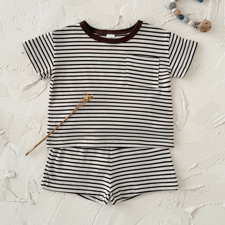 Summer%20Baby%20New%20Set%20Blue%20White%20Stripes%20Simple%20Comfortable%20Short%20Sleeves+Loose%20Sports%20Beach%20Shorts%20Boys%20Girls%20Clothing%20-%20Image%205