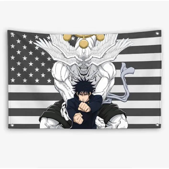 Megumi Fushiguro Flag Anime JJK: Jujutsu Kaisen Flag Outdoor Decor Garage Decoration Decorative Home Objects Tapestry Flaga Hang
