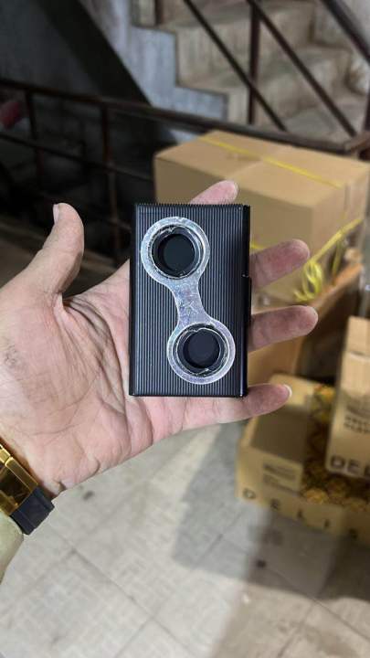 silver steel card holder mini wallet