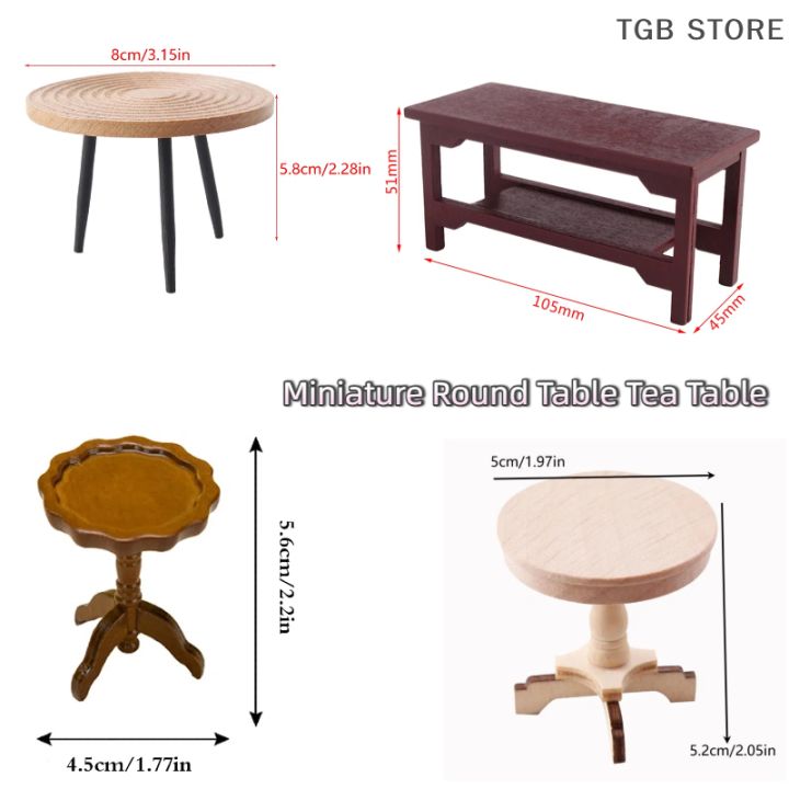 1:12 Dollhouse Miniature Round Table Tea Table Doll Home Coffee Table Furniture Decor Toy Micro Scene Construction Props