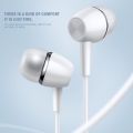 SUPER BASS White Earphones 3.5mm Connector with Mic - Super Quality Stereo Headset with 3.5mm jack - Stereo Handsfree / Handsfree Extra Bass Headphone Handsfree With Microphone Headphones Wired Earphones - MU35 WHITE. 