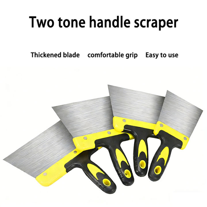 Double Color Handle Large Stainless Steel Trapezoidal Putty Scraper Putty Scraper Cleaning Scraper Bricklayer Tool